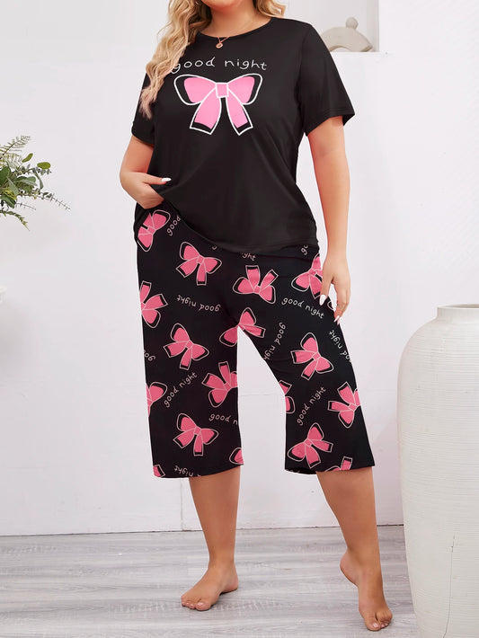 Comfy Bow Pajama Set - Retail Bros. Discounts MULTI / 1XL