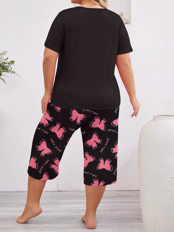 Comfy Bow Pajama Set - Retail Bros. Discounts MULTI / 1XL