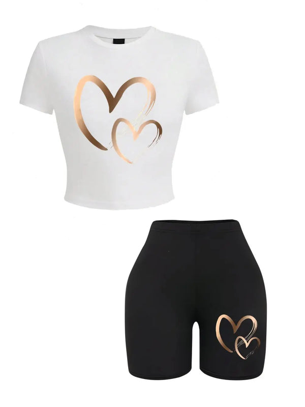 Chic Summer Heart Set - Retail Bros. Discounts White-Black / S