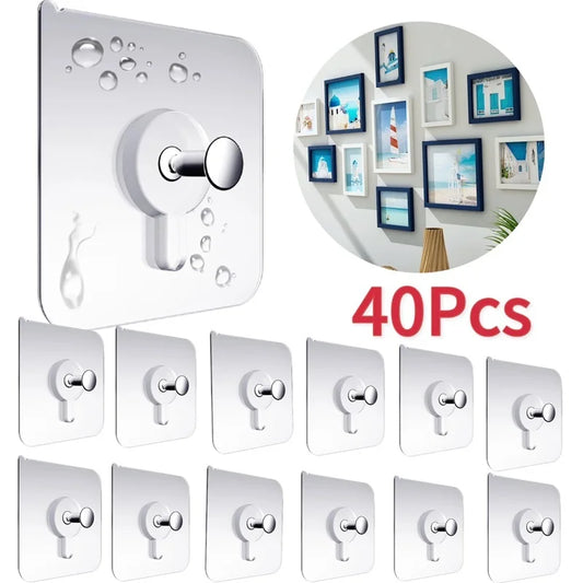 Clear Stick-On Wall Hooks - Retail Bros. Discounts Decor 10pcs