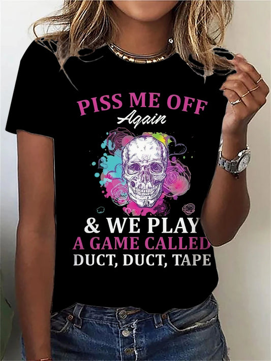 Chic Skull Tee for Women - Retail Bros. Discounts black / S